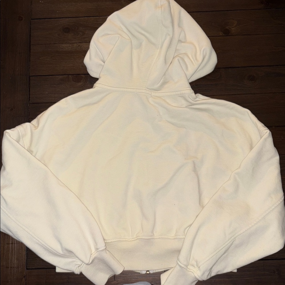 Garage Cream Yellow Cropped Zip-Up Hoodie - Picture 4 of 4